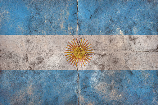 Flag of Argentina ,on a vintage folded sheet of paper