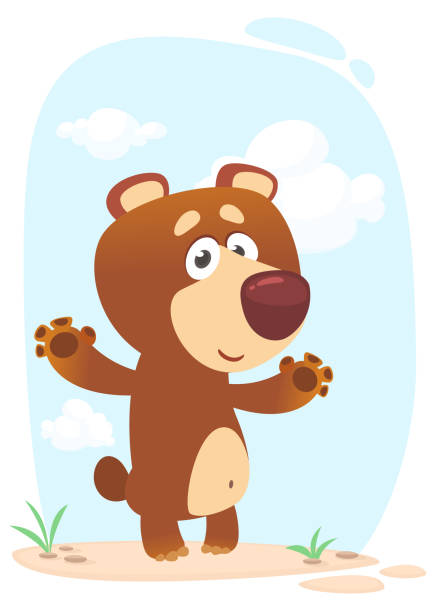 Happy cartoon brown bear illustration. Isolated Happy cartoon brown bear illustration. Isolated on white background plush bear stock illustrations