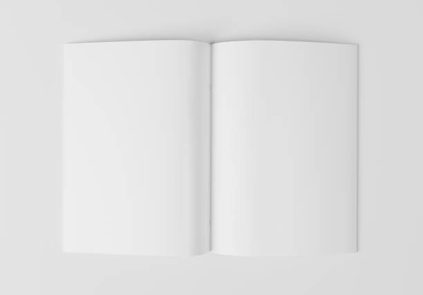 istock Blank magazine open in half top view. 3D illustration 1295950859