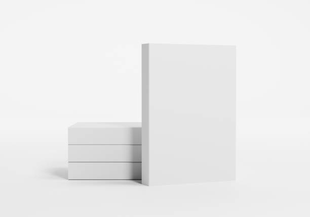 빈 커버가 있는 4권의 소프트커버 책. 3d 렌더 - book single object white blank 뉴스 사진 이미지
