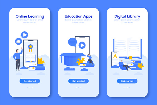 Elearning Audio Screen Layout Elearning Flat Illustration Mobile Device Screen Template Stock ...