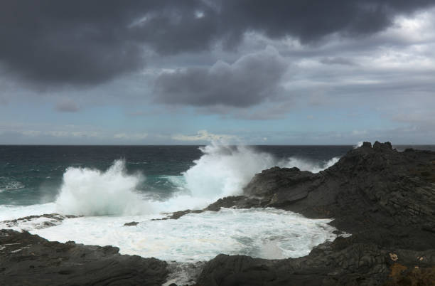 istock Gran Canaria, north coast, Puertillo de Banaderos area, powerful ocean waves brought by winter wind storm Filomena breaking along the shore 1295952911