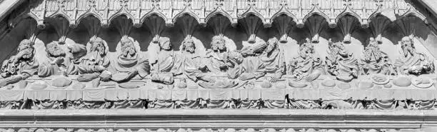 Photo of Palma de Mallorca - The stone relief of Last Supper in the south portal of cathedral