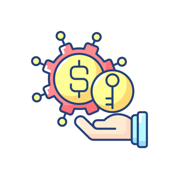Turnkey finance functions RGB color icon Turnkey finance functions RGB color icon. Successful business model. Provider assumes responsibility for all required setup. Isolated vector illustration turnkey project stock illustrations