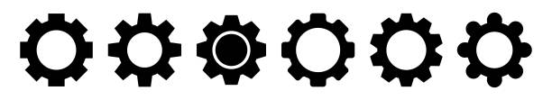 Set gear wheel icon. Gear logo button. Black silhouette isolated. Set gear wheel icon. Gear logo button. Black silhouette isolated. Graphic design vector illustration. gear mechanism stock illustrations