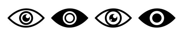 ilustrações de stock, clip art, desenhos animados e ícones de eye icon set. view icons symbol. eyesight pictogram in flat design. - eye