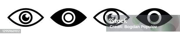 Ikonuppsättning För Ögon Visa Symbol För Ikoner Syn Piktogram I Platt Design-vektorgrafik och fler bilder på Öga