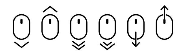 kuvapankkikuvitukset aiheesta vieritä hiiren kuvakekokoelmaa. vieritä alas ja ylös rivikuvakkeet on asetettu. - kirjakäärö