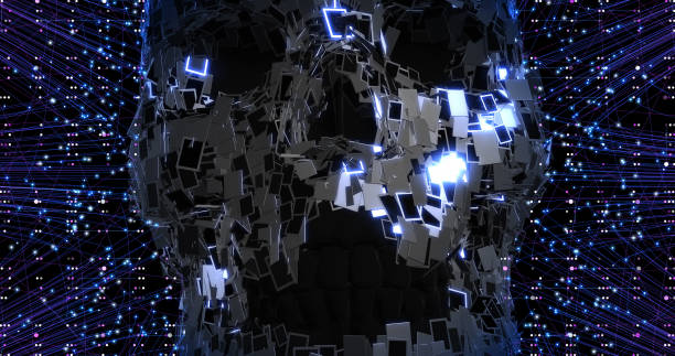 istock Social Media Addiction. Piracy And Hacker Issues. Skull Shape Moving. 1295964788