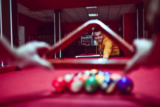 Male Ready To Break Snooker Ball Formation