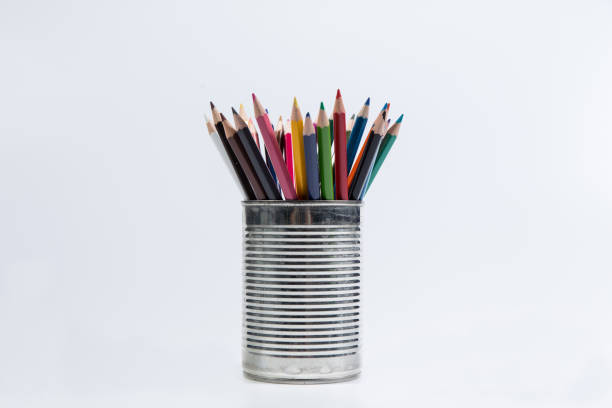 istock Colour pencils in can on white background 1295966727