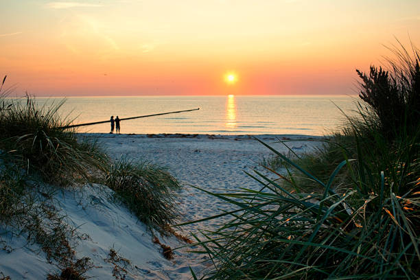 Beautiful sunset at the beach of Baltic Sea / Germany / Hiddensee