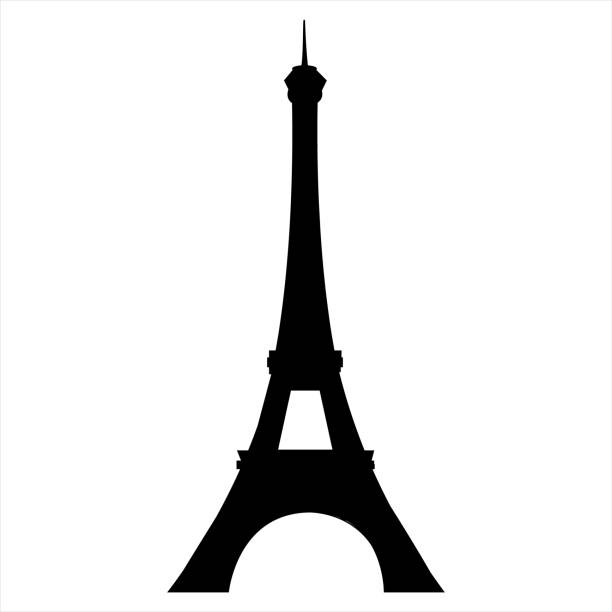 eiffelturm-silhouette. emblem von paris, hauptstadt von frankreich. europa. vektorsymbol. - eiffel tower black and white paris france construction stock-grafiken, -clipart, -cartoons und -symbole