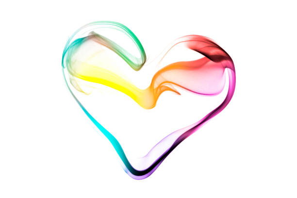 istock Coloful heart made of smoke, isolated on white background 1295970026
