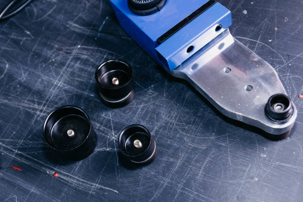istock apparatus for welding plastic pipes for water supply sewer, plumbing tool. 1295974119