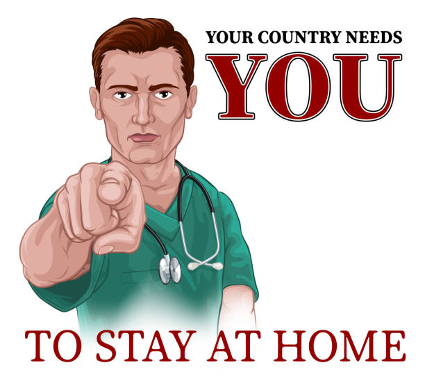 illustrations, cliparts, dessins animés et icônes de l’infirmière docteur pointant votre pays a besoin de vous - male nurse nurse scrubs white background