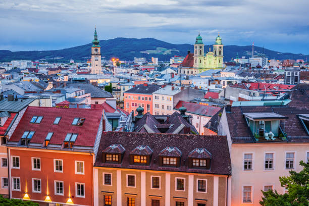 Linz, Austria. Linz, Austria. Panoramic view of the old town. linz austria stock pictures, royalty-free photos & images
