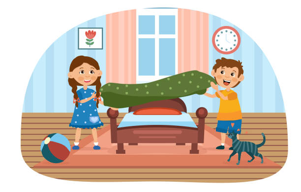 Child Making Bed Illustrations, Royalty-Free Vector Graphics & Clip Art -  iStock