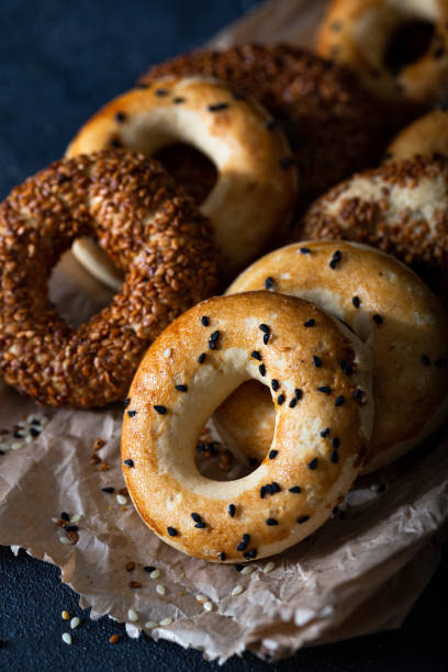Turkish Bagel (Kandil Simidi). Simit with Sesame Seeds.