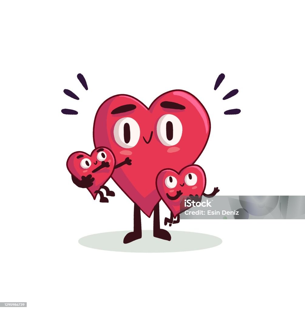 Valentines Day Concept Drawing Cartoon Funny Heart Figures Stock ...