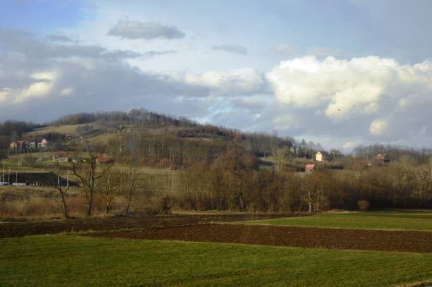 istock landscape of fields and meadows in winter 1295986771