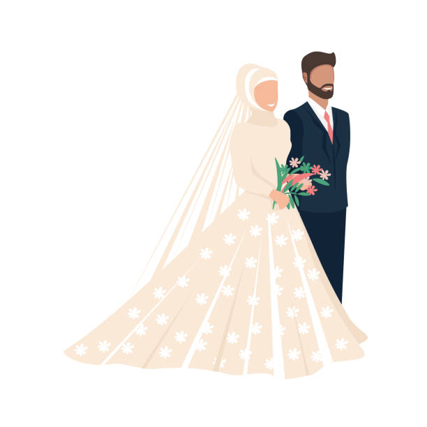 Happy Muslim Bride And Groom Get Married Stock Illustration - Download  Image Now - Wedding, Islam, Couple - Relationship - iStock