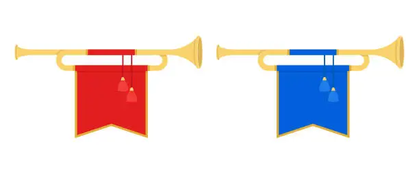 Vector illustration of Golden horn trumpets vector illustration in flat style