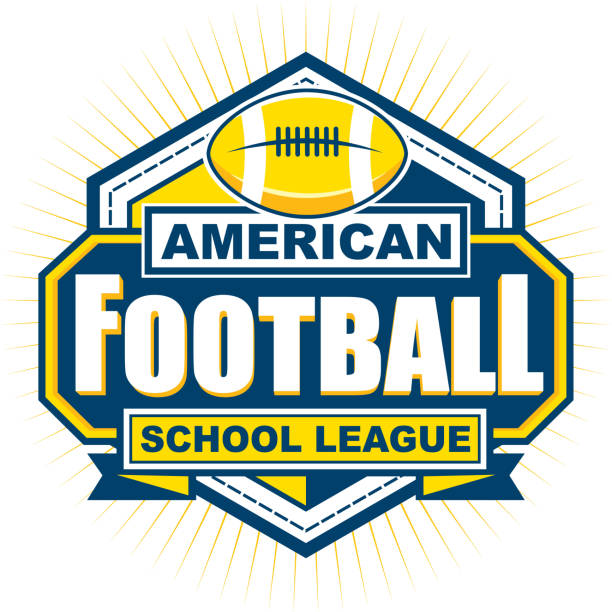 American Football School League Badge Logo Logo badge design templates with the American Football theme, for teams, clubs, and merchandising match sport stock illustrations