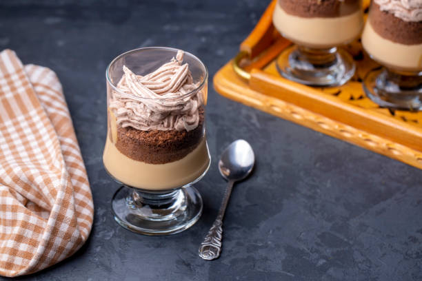 istock Chocolate caramel cup is a delicious dessert. 1295989159