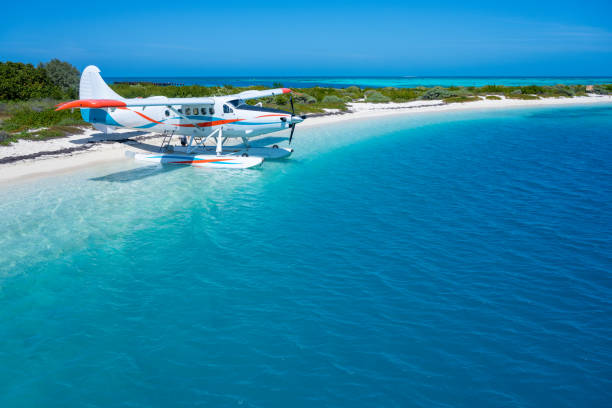 istock Sea Plane Floats on Bright Blue Water 1295993412