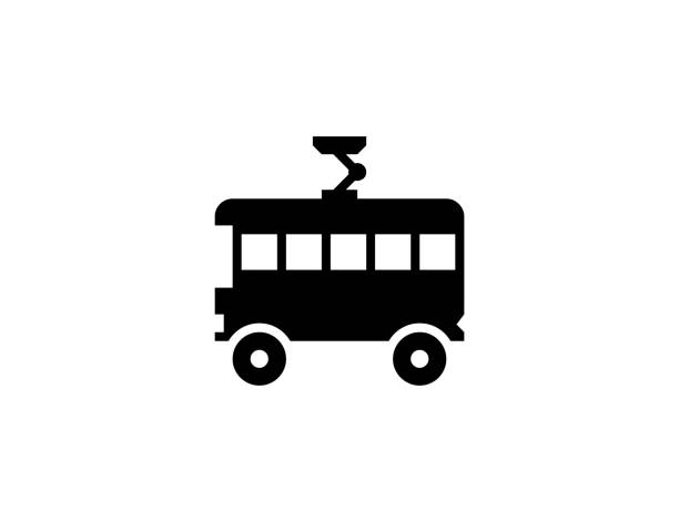 illustrations, cliparts, dessins animés et icônes de icône de vecteur de trolleybus. symbole plat électrique d’autobus d’isolement - vecteur - electric car