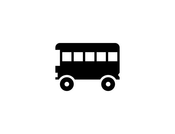 illustrations, cliparts, dessins animés et icônes de icône de vecteur de bus de passager. symbole plat isolé d’autobus scolaire - vecteur - enfants derrière voiture vacance