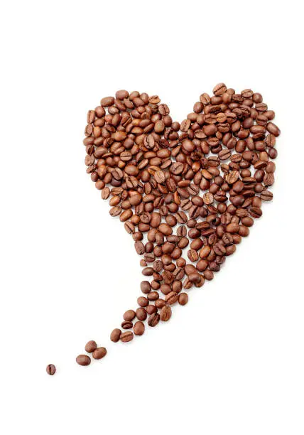 Photo of heart shaped coffee beans