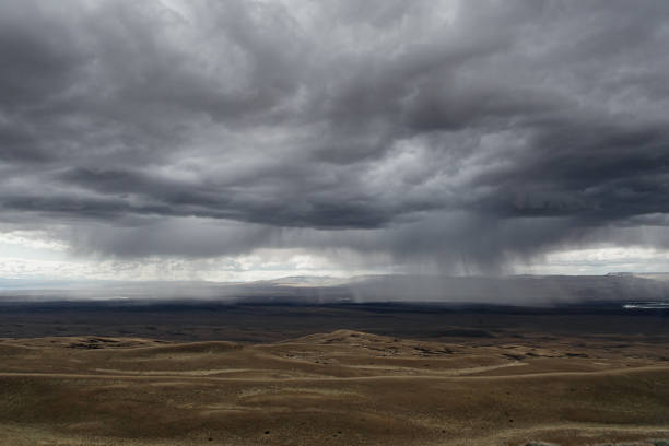Dramatic sky with grey rainy clouds in Patagonia, Argentina