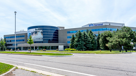 Oshawa, Ontario, Canada - July 1, 2019: General Motors of Canada Company head office in Oshawa, Ontario, Canada, the Canadian subsidiary of General Motors.