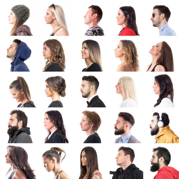 istock Collection of different profile side views of people head and faces 1295996525