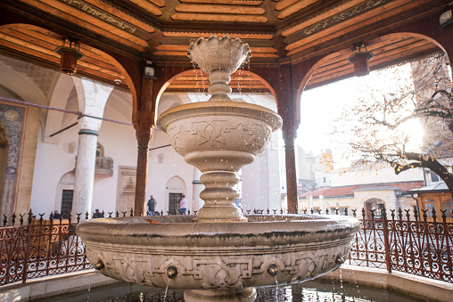 Mosque with fountain in front, High quality photo