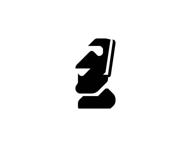 Vector illustration of Moai statue vector icon. Isolated Moai monument, Chile flat symbol - Vector