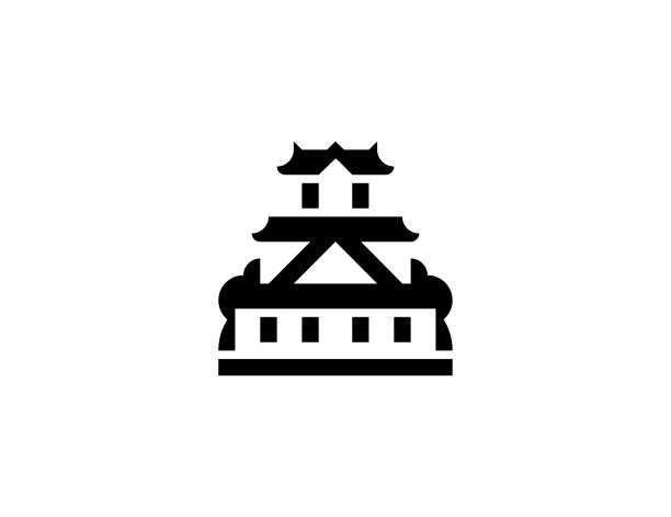 ilustraciones, imágenes clip art, dibujos animados e iconos de stock de icono vectorial del castillo japonés. castillo japonés aislado, símbolo plano de la fortaleza - vector - cairo egypt africa night