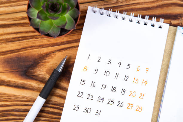 istock white calendar for 2021 month schedule to make an appointment or manage the schedule every day on a wooden table with succulent and ballpoint pen for marks, for work planning 1296001271
