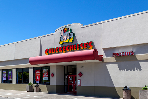 Toronto, Canada- June 14, 2018: One of Chuck E. Cheese’s in Toronto, Canada. Chuck E. Cheese’s is a chain of American family entertainment centers and restaurants.