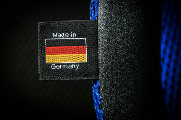Made in Germany Label sewn on a Black Fabric