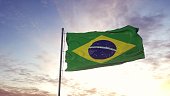 Flag of Brazil waving in the wind. 3d illustration