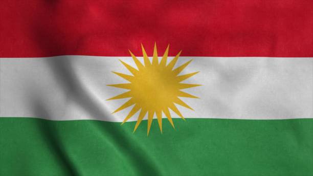 Flag of Kurdistan, waving in wind. Realistic flag background. 3d illustration Flag of Kurdistan, waving in wind. Realistic flag background. 3d illustration. iraqi kurdistan stock pictures, royalty-free photos & images