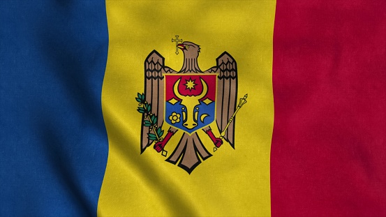 Moldova flag waving in the wind. National flag of Moldova. 3d illustration.