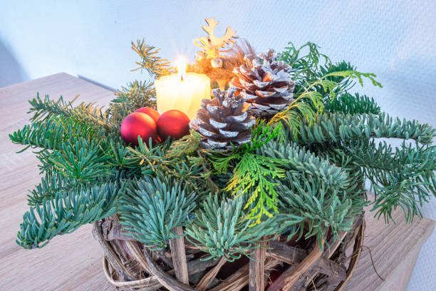 istock Small basket with Christmas decoration 1296008750