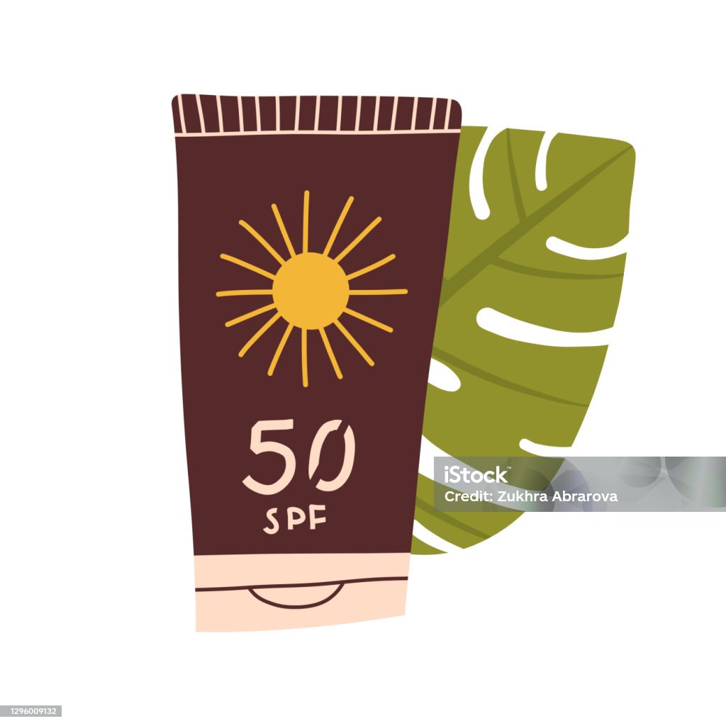 Sun Screen Swf Sunscreen With Spf On A White Background Flat Illustration Hand ...