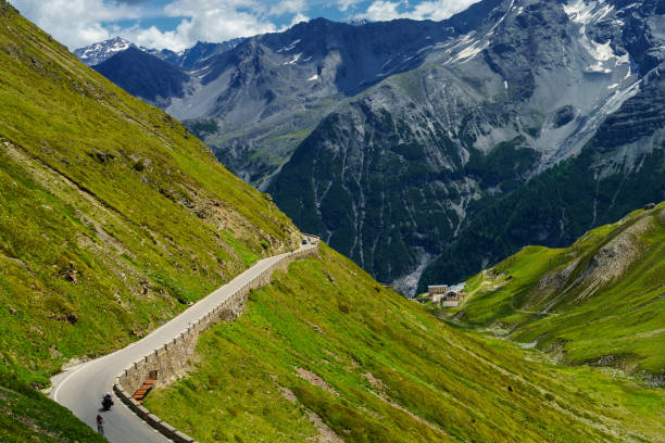 istock Mountain landscape along the road to Stelvio pass at summer 1296010467