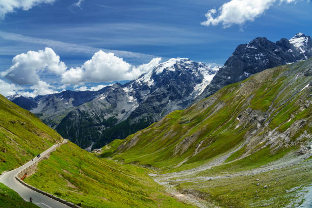 Mountain landscape along the road to Stelvio pass, Bolzano province, Trentino-Alto Adige, Italy, at summer.
