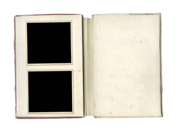 istock Retro blank photo frames in album. Vintage scrapbook elements 1296011235
